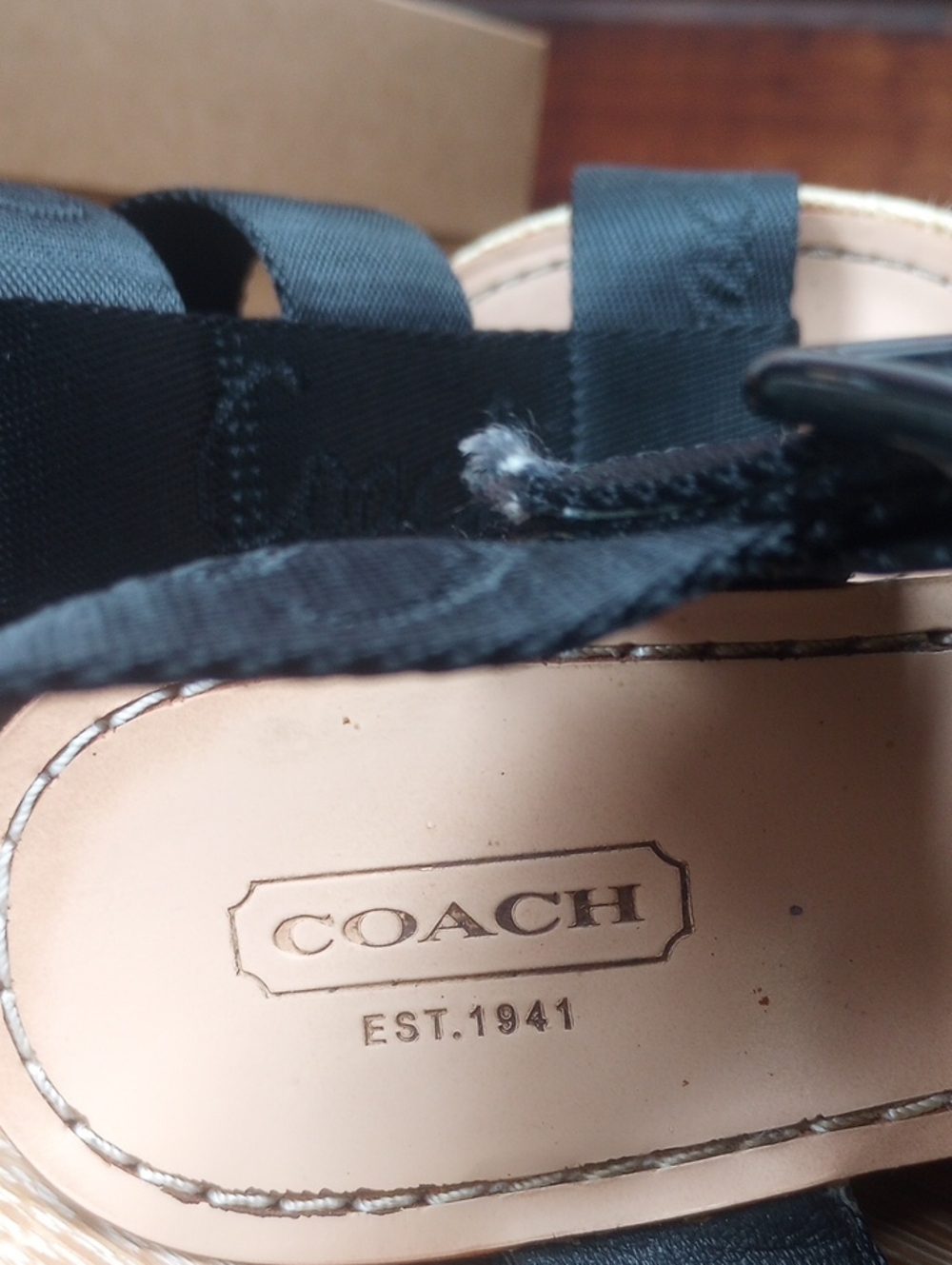 Coach Black Espadrille Wedge Sandals with Buckle Strap - Picture 5 of 8
